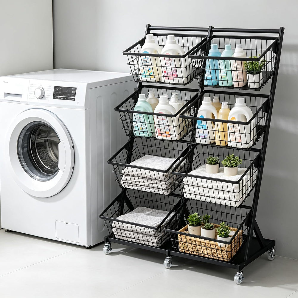 Store Snack Display Rack with Wheels, Fruit & Vegetable Storage Rack