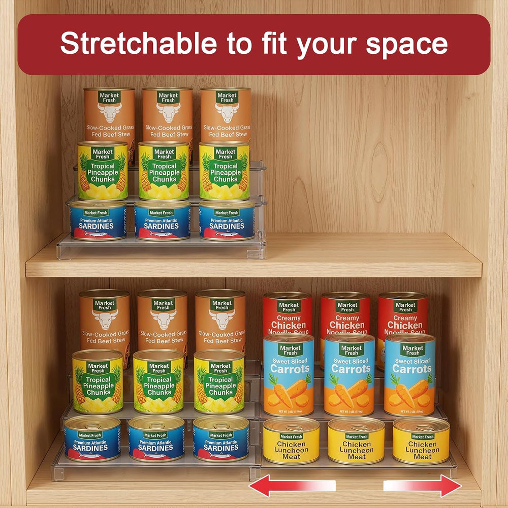 Expandable Can Rack Organizer 2 Pack, 3-Tier Adjustable Length