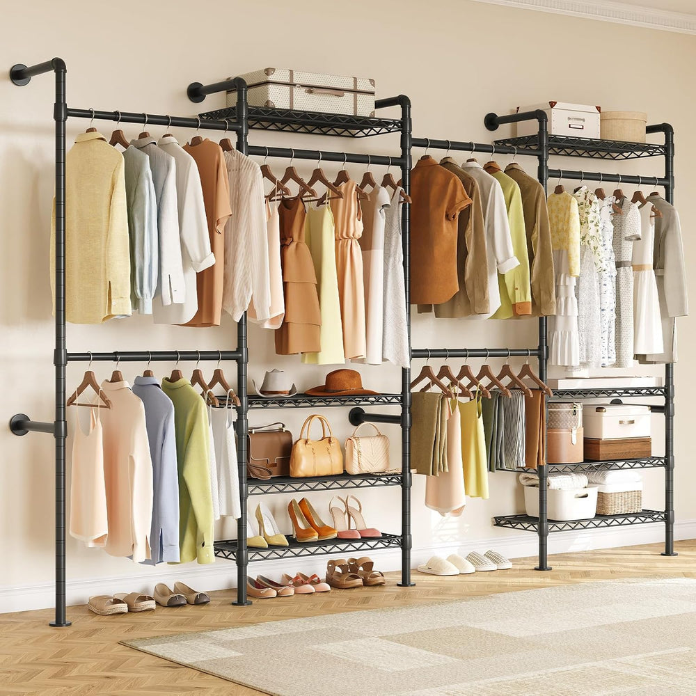 ONBRILL L4 Wall Mounted Heavy Duty Corner Industrial Pipe Clothing Rack