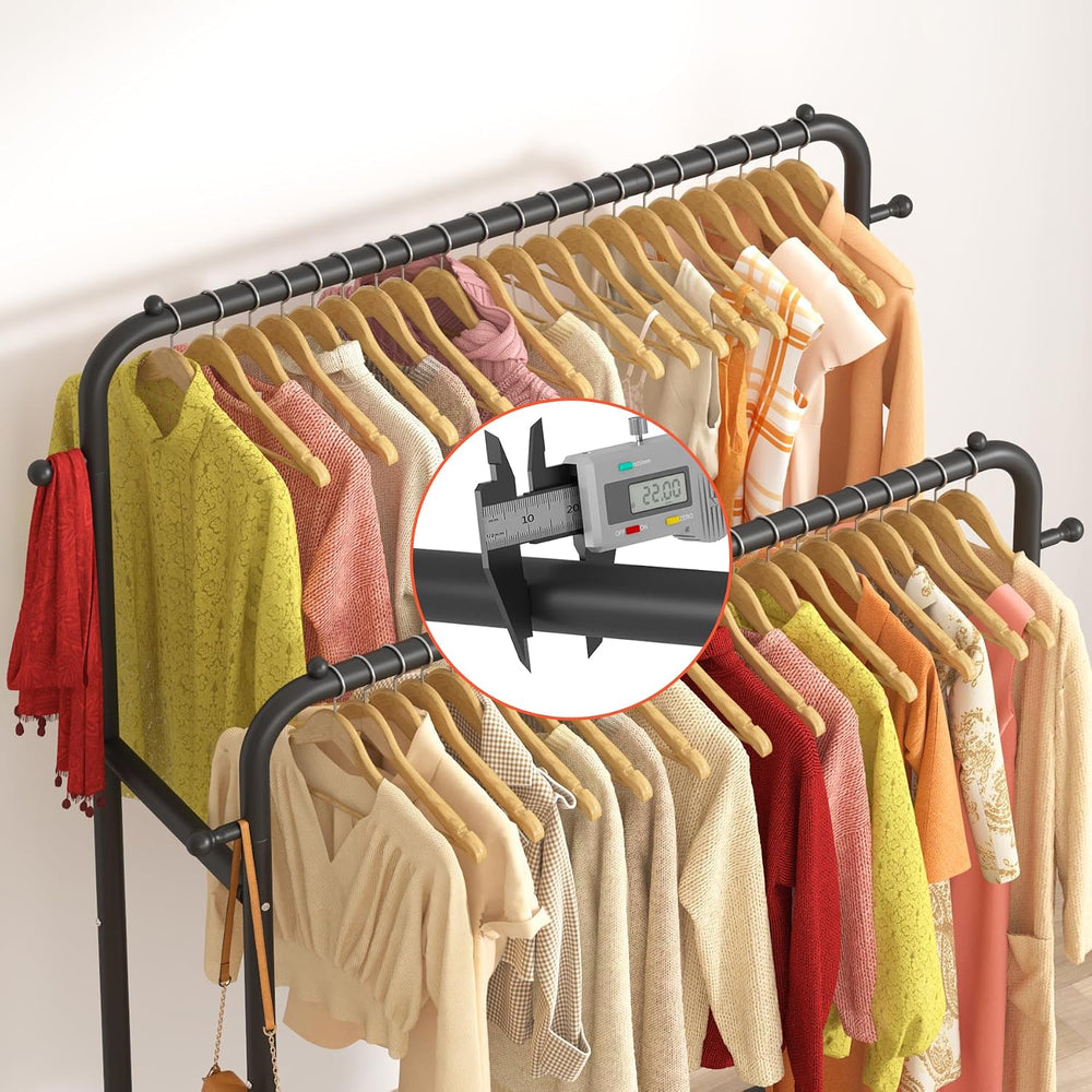 Laiensia Double Rods Garment Rack with Wheels, Clothing Rack for Hanging Clot...