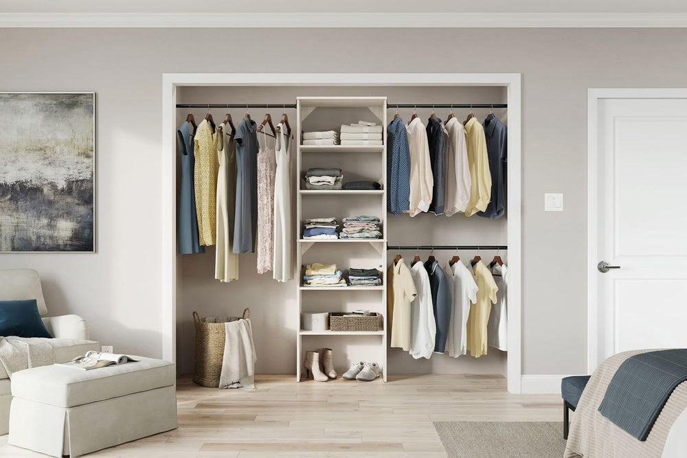 ClosetMaid SuiteSymphony Wood Closet Organizer Kit with Tower, (3) Hang Rods,...