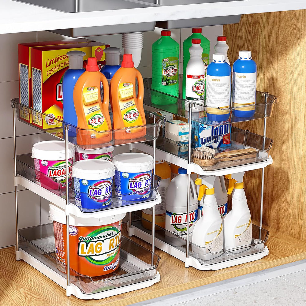 Delamu 2 Pack 3-Tier Bathroom Under Sink Organizers and Storage, Multi-Purpos...