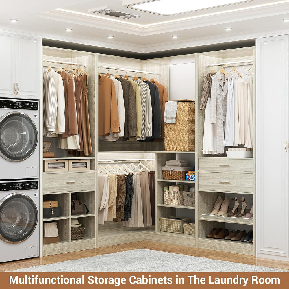 Unikito 86" Corner Closet System, Modular Closets Organizer with 4 Hangi...