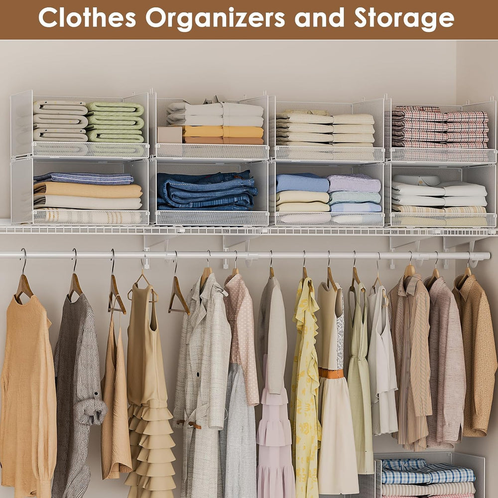 5-Tier Stackable Closet Organizers and Storage, Metal Wire Storage Shelves fo...