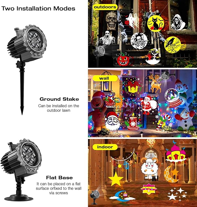 Christmas and Halloween Projector Lights Outdoor Holiday Decoration for Chris...