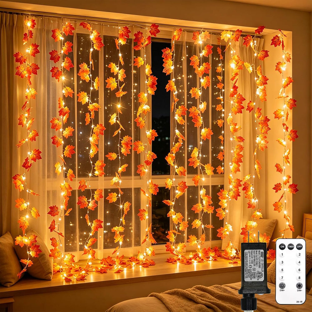 suddus Curtain Lights, Fall Garland with Lights for Office, Porch, Halloween,...