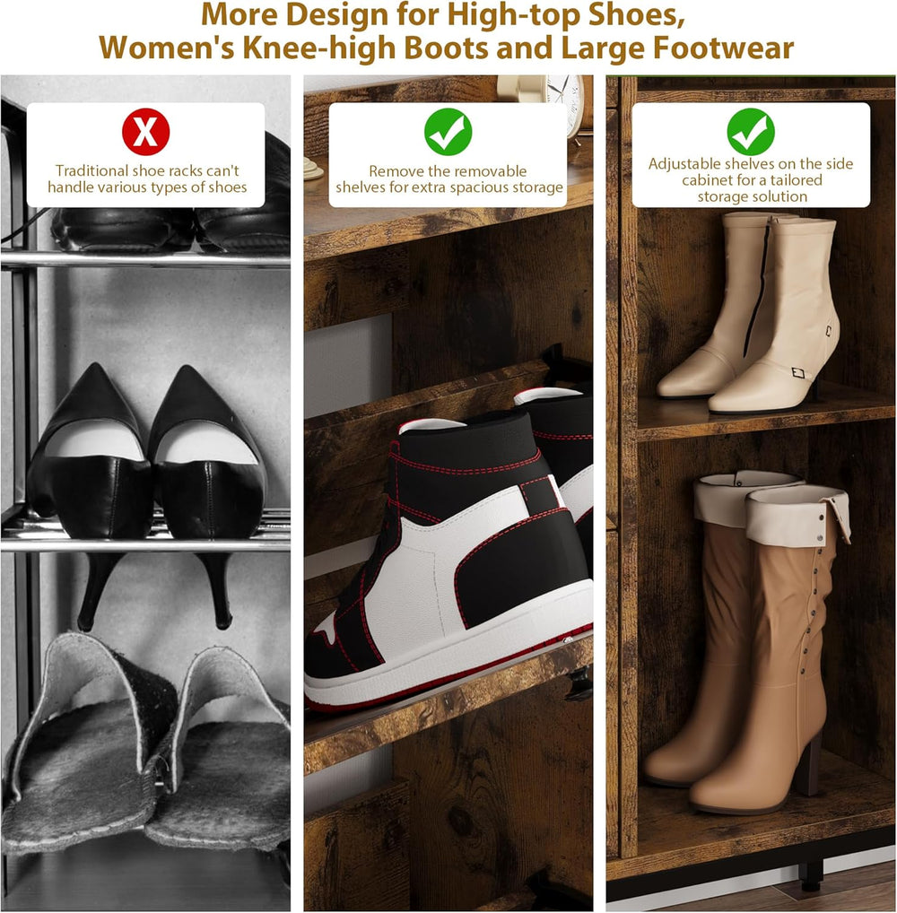 Garvee Shoe Cabinet with 3 Flip Drawers and 4-Tier Shoe Storage Cabinet, Free...