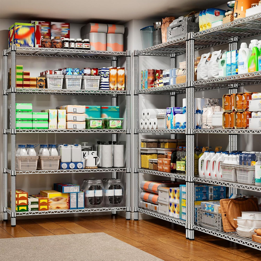 REIBII 5-Tier 1200LBS Metal Shelving, 71" H Adjustable Storage Shelf,Chrome