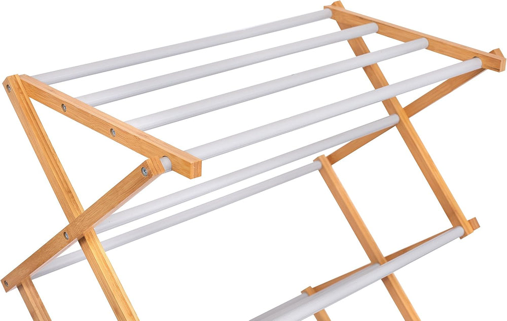 BIRDROCK HOME Wooden Clothes Drying Rack | 3-Tier Foldable Bamboo Laundry Sta...
