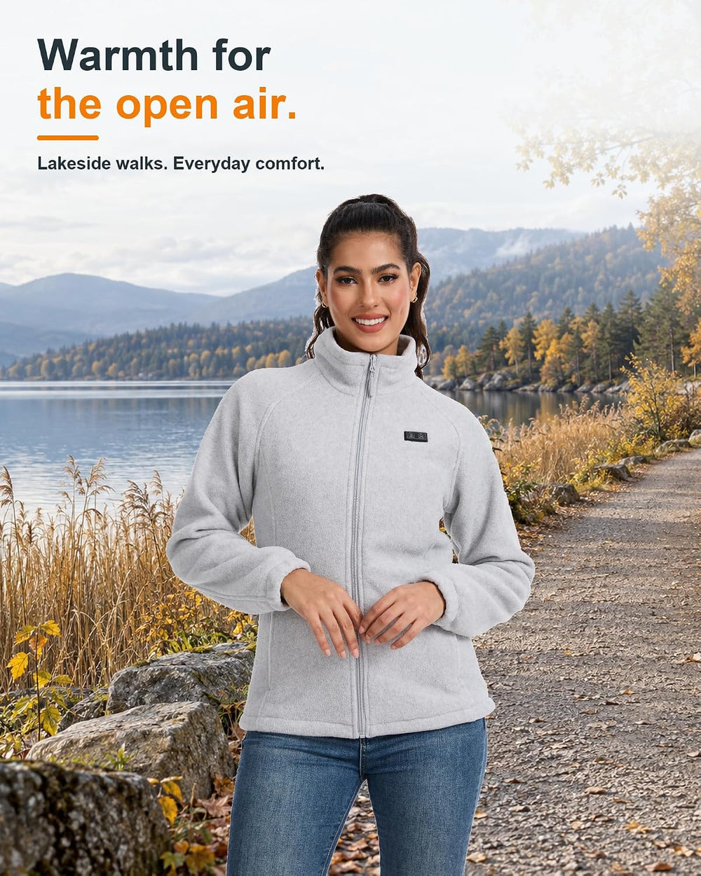 Women's Heated Jacket with Battery Pack Included,11-Zone Heated Fleece Coat