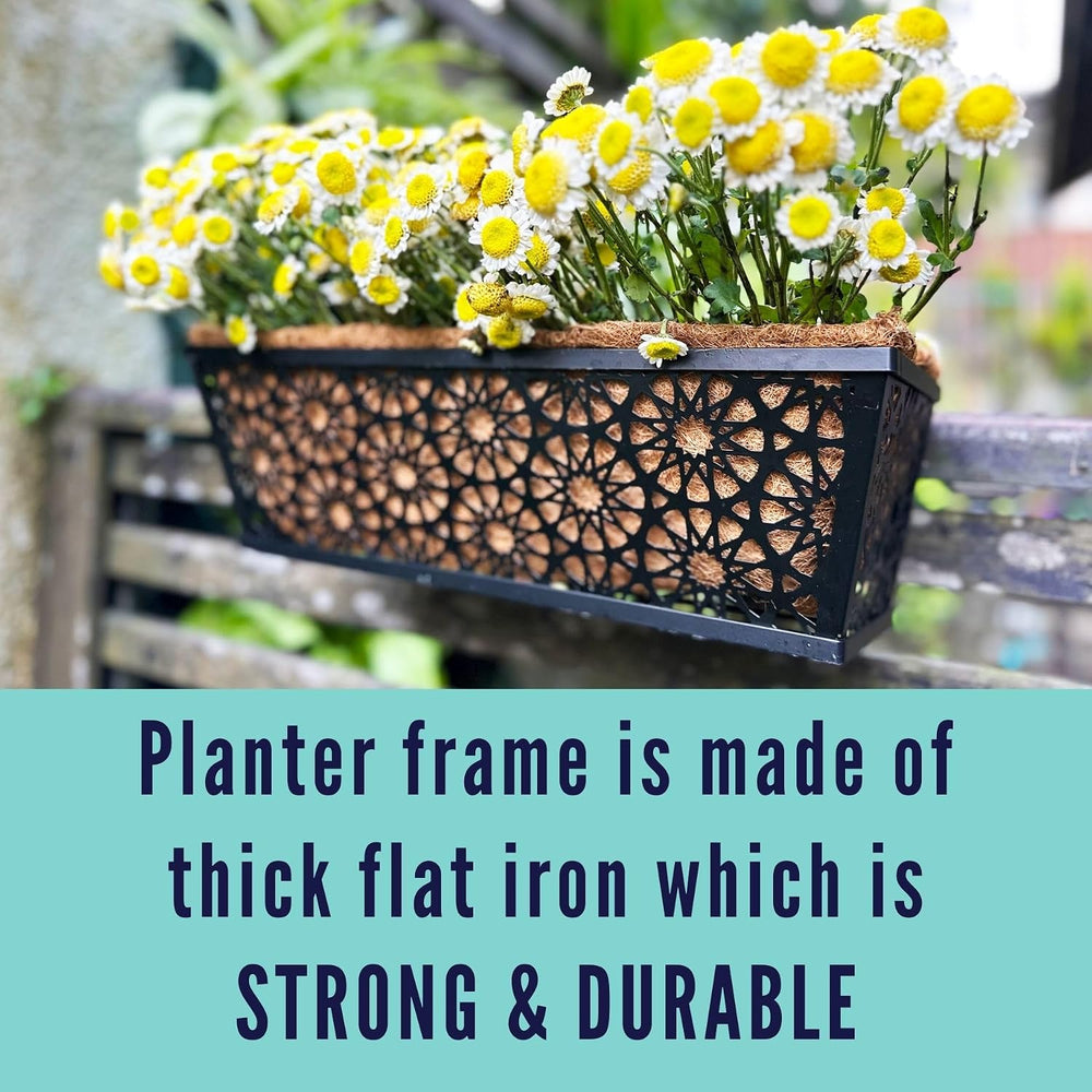 LaLaGreen Garden Wall Planter (16 in, 4 Pack) Black Window Box with Liner
