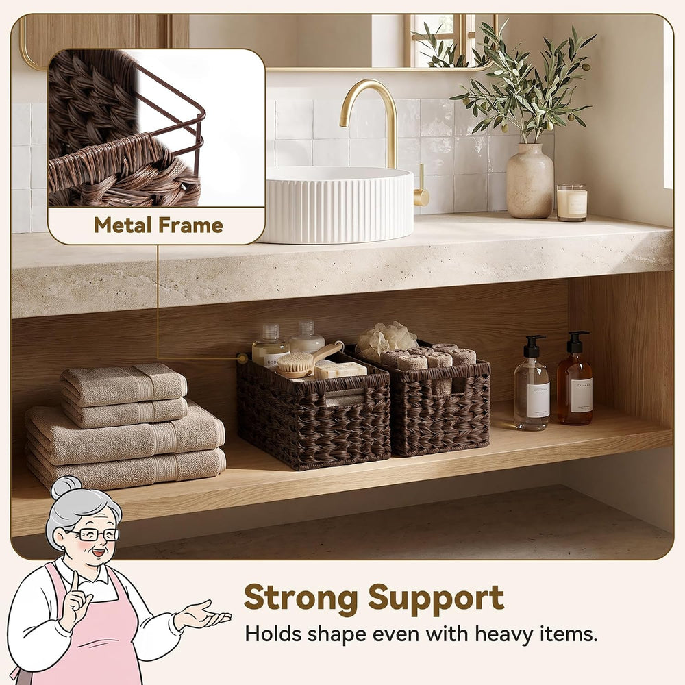 GRANNY SAYS Wicker Storage Baskets for Shelves, Brown Wicker Baskets, 2Pack