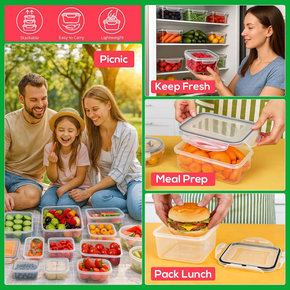 62PCS Thick Food Storage Containers with Airtight Lids for Meal Prep