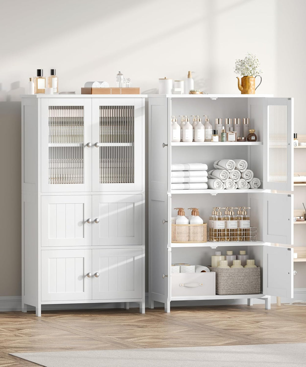 43.3'' H Bathroom Storage Cabinet with 6 Doors Adjustable Shelf