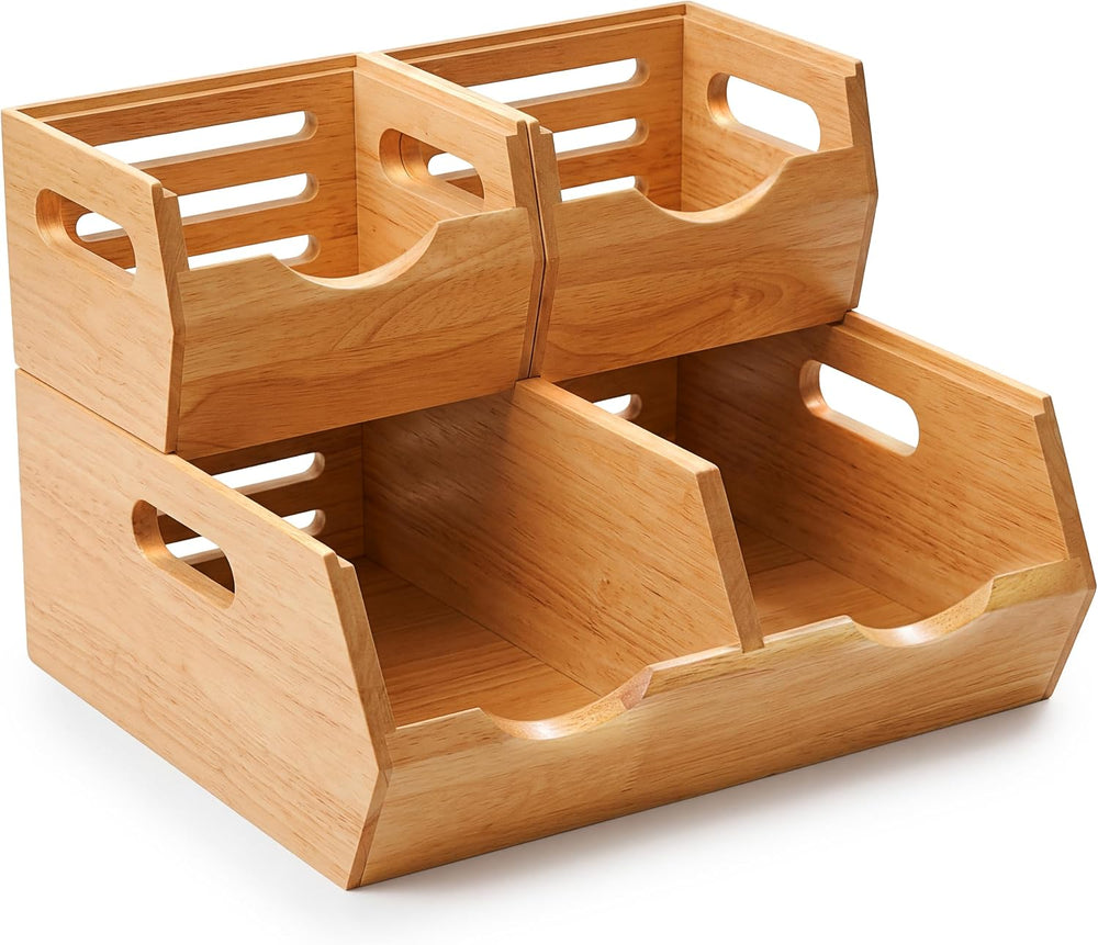 HOMESTEAD Stackable Solid Wood Storage Bins for Pantry & Countertop, Vent...