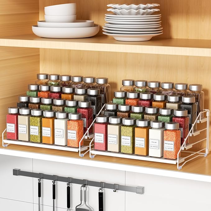 RCHYFEED Spice Rack Organizer for Cabinet, 4 Tier Spice Organization for (2 P...