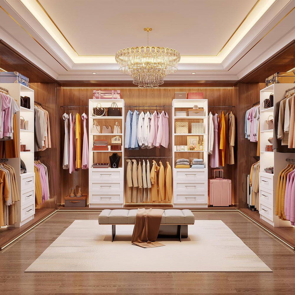 Closet System with 6 Drawers, 3.4FT-15FT Closet Organizer System with 8 Expan...