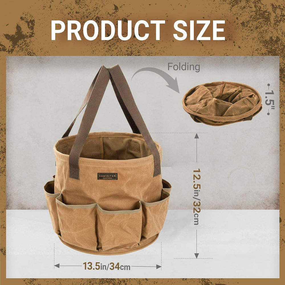 Large Capacity Collapsible 8-Gal (30L) Tool Bag with Handles, Round Gusset Or...