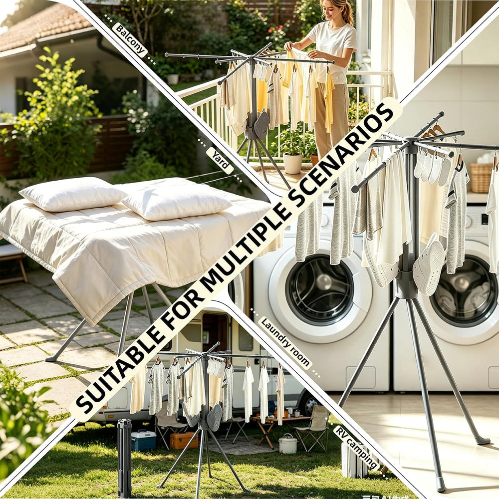 Clothes Drying Rack Foldable, 4-Legged Drying Rack Clothing Floor Standing