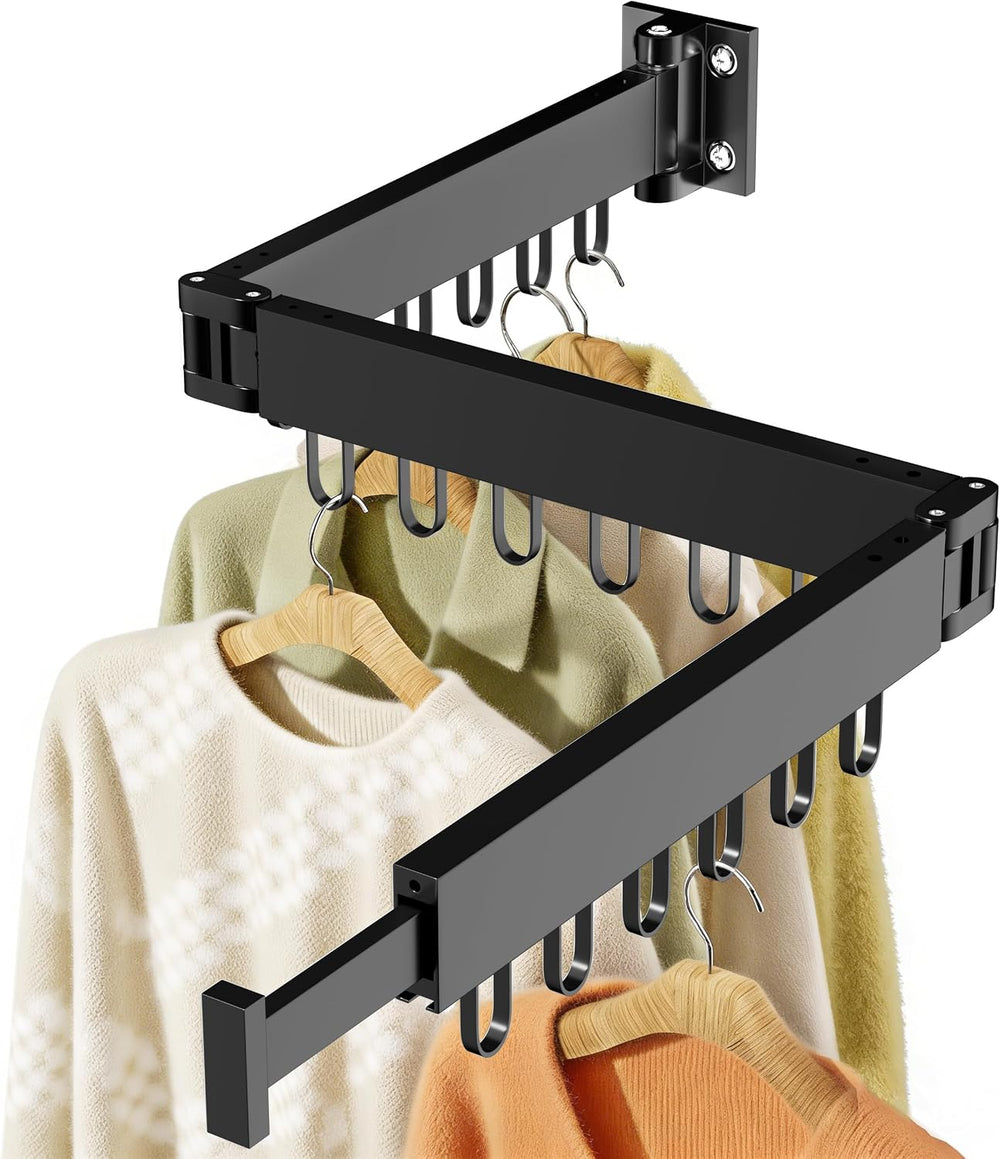 JAUREE Clothes Drying Rack Wall Mounted, Space-Saving Drying Rack Clothing, C...