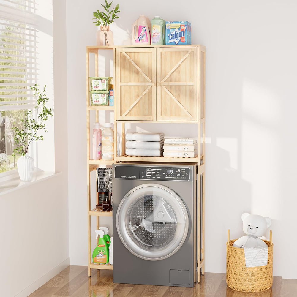 Over-the-Toilet Storage Cabinet with Shelves for Small Bathrooms, Natural