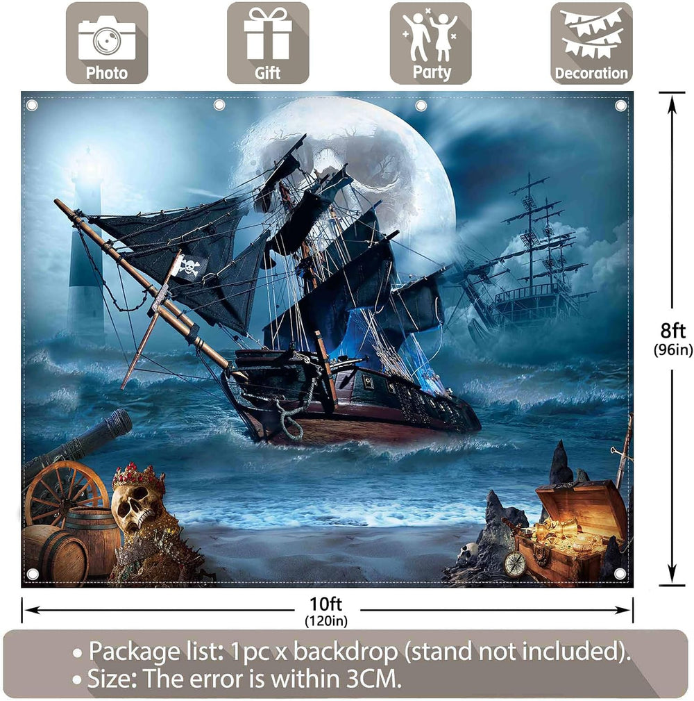 10x8ft Halloween Pirate Theme Photography Backdrop