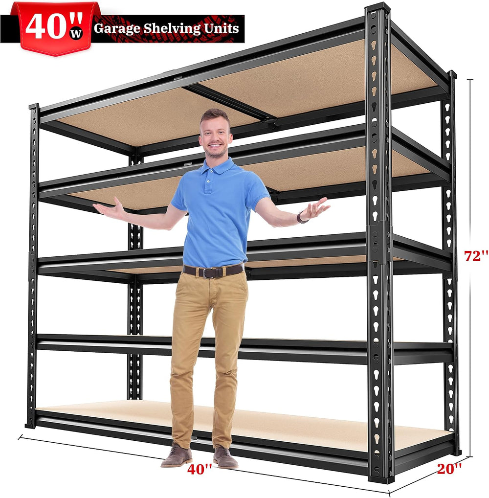 REIBII 40" W Storage Shelves,2500LBS Heavy Duty Garage Shelving for Basment