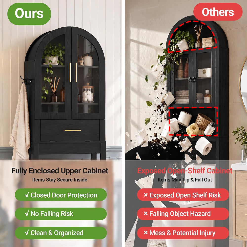 Seang Over The Toilet Storage Cabinet,Arched Toilet Storage Cabinet with Deta...