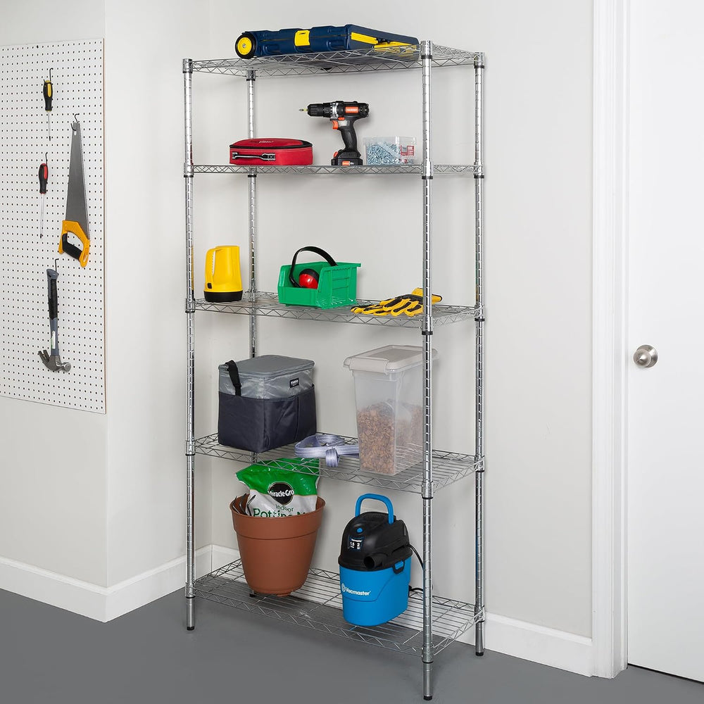 Honey-Can-Do 5-Tier Heavy Duty Adjustable Shelving Unit, 200-lb Per Shelf NSF...