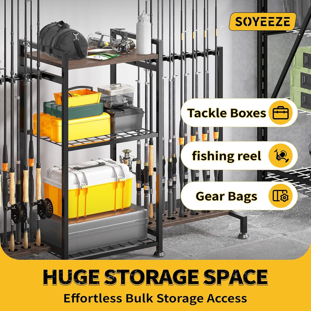 SOYEEZE Fishing Rod Holder for 28 Rods, Ground Stand Fishing Pole Holders for...