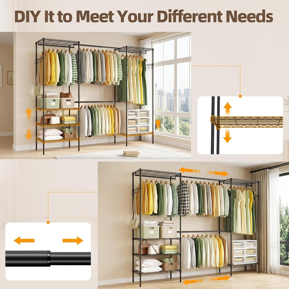 Expandable Clothes Rack, 15.7"D x (70.9"-90.6")W x 76.8"H...