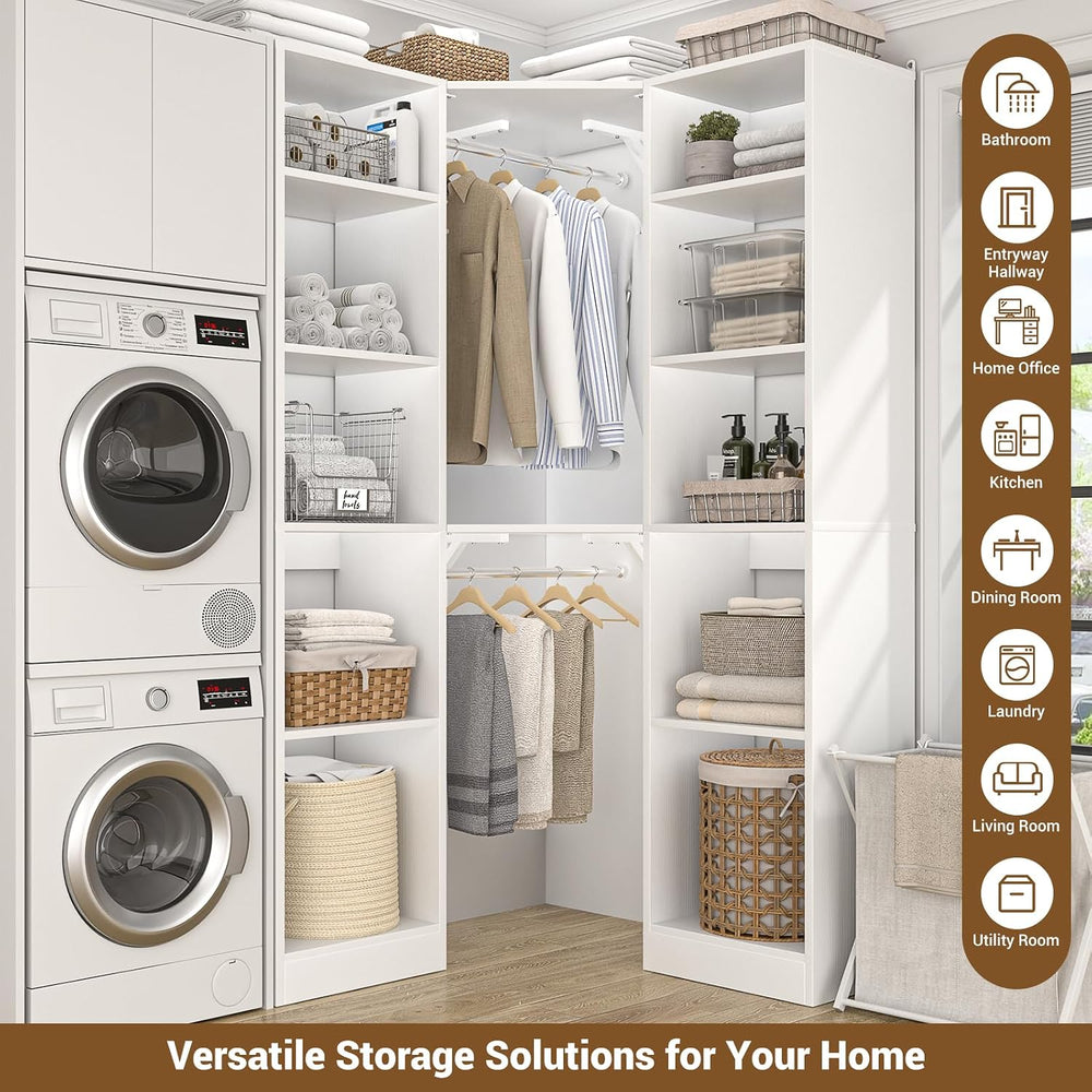 Besiost Corner Closet System with 12 Shelves, 39.2" Corner Closet Organizer