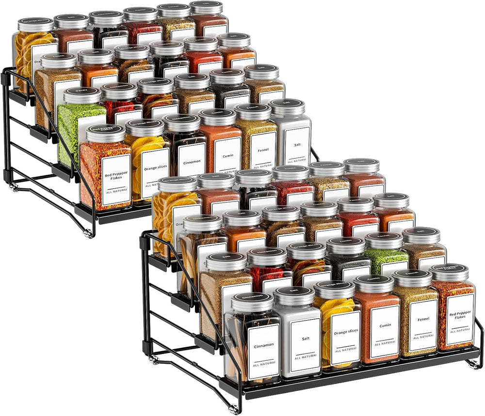 BOIVSHI 4 Tier Spice Rack Organizer, Spice Rack for Cabinet, Adjustable Depth...