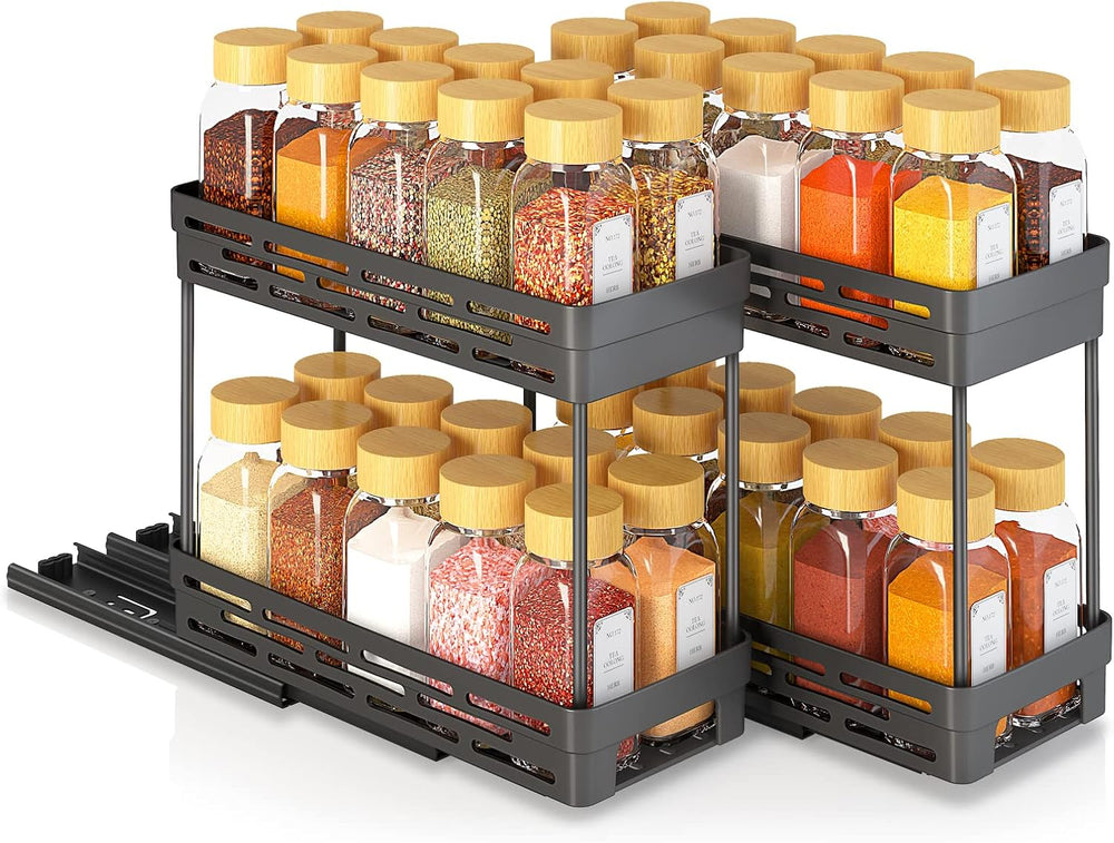 Pull Out Spice Rack Organizer for Cabinet, 3 Packs Slide Out Spice Racks Orga...