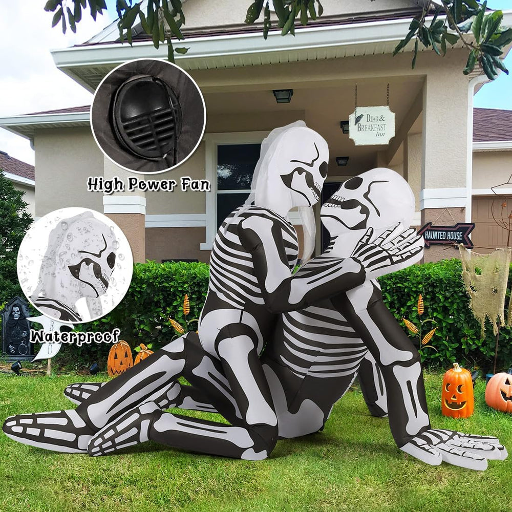 GOOSH 6.5 FT Long Halloween Inflatables Skeleton Outdoor Decorations Blow Up ...