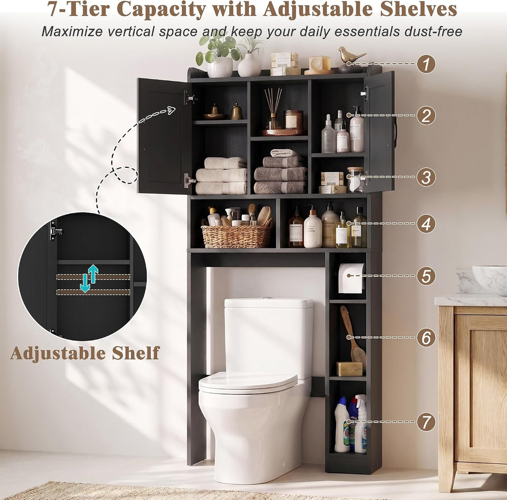 Farmhouse Over The Toilet Storage Cabinet with Barn Door, Reversible Side