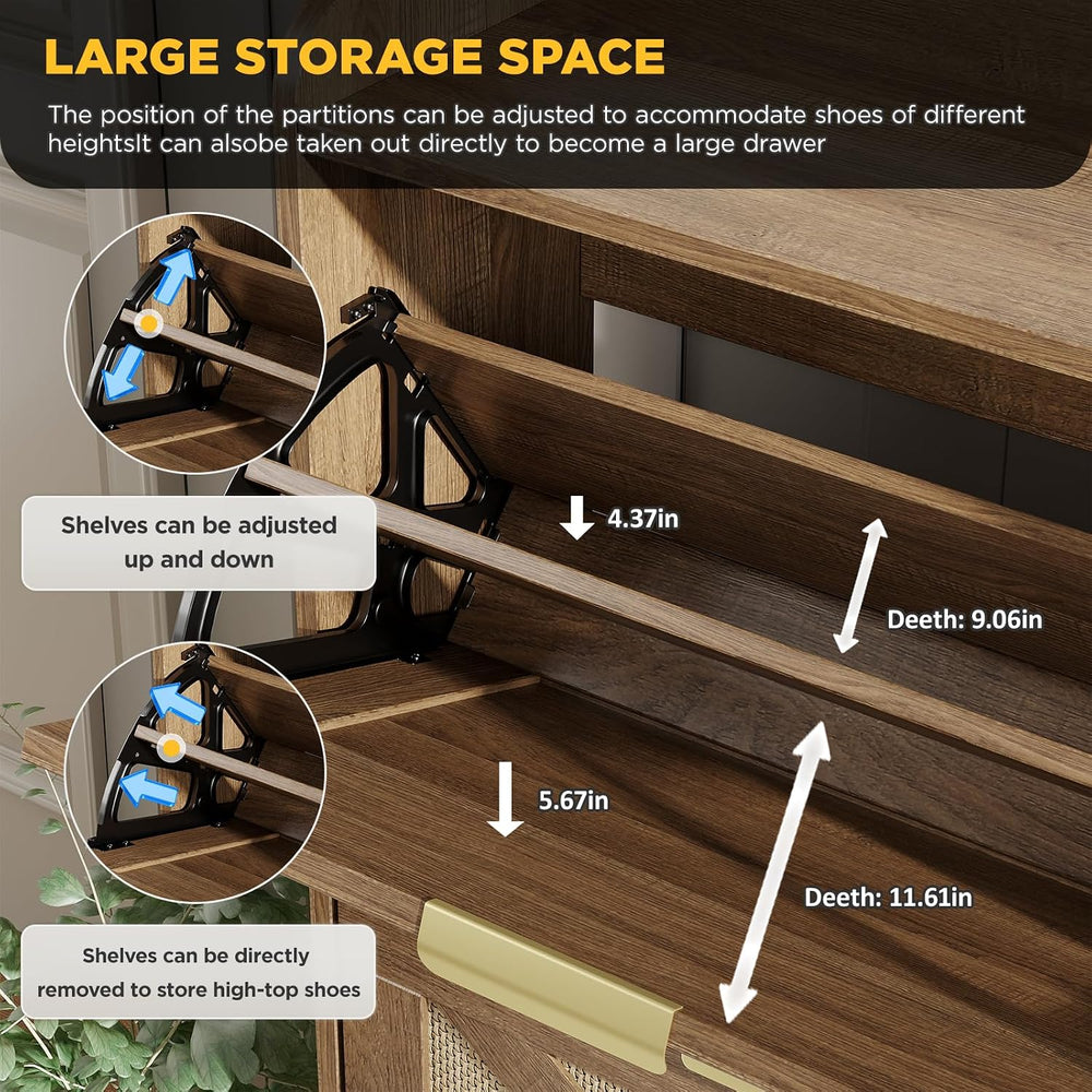 Maupvit Large Shoe Storage Cabinet with 4 Flip Drawers, Narrow Shoe Cabinet f...