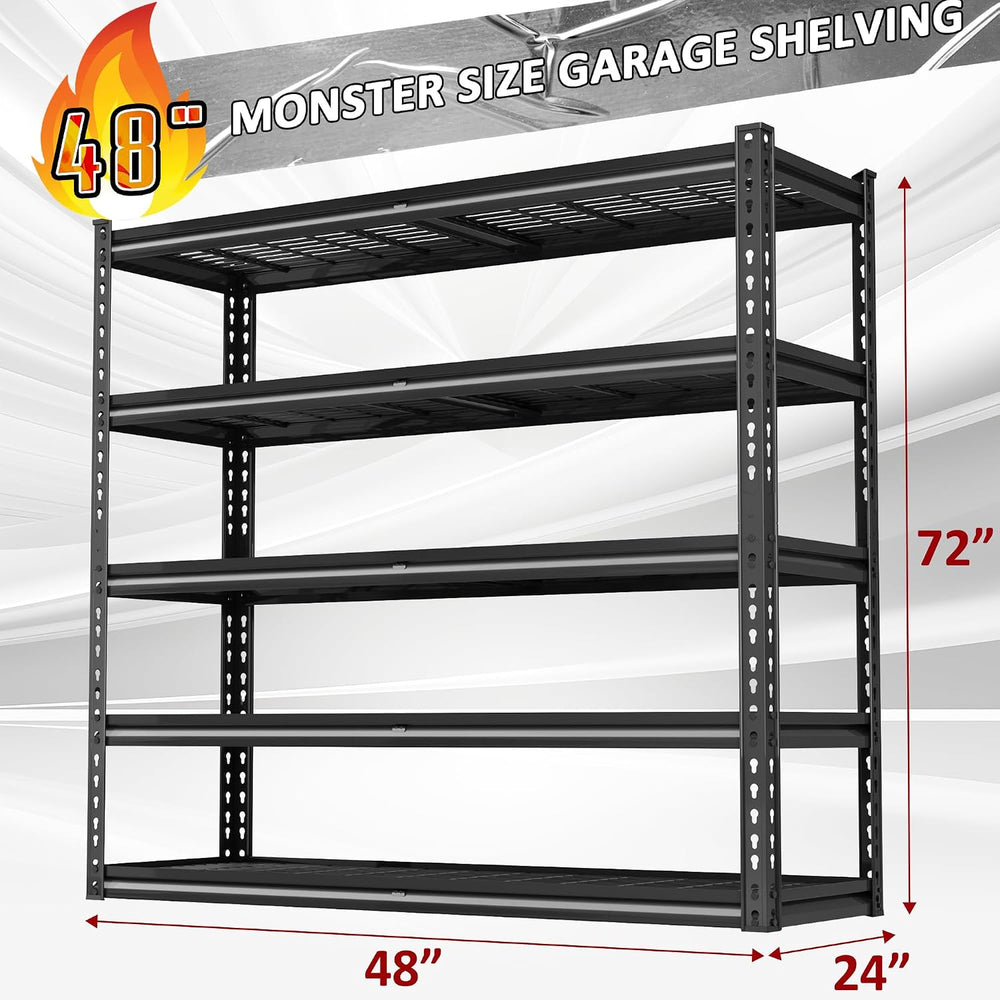 48"W Garage Shelving Heavy Duty 5-Tier Storage Shelves 3030LBS