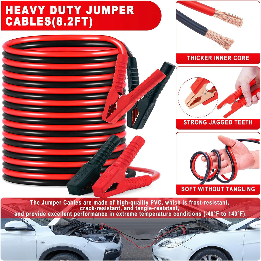 Car Roadside Emergency Kit - Car Emergency Kit with Jumper Cables, Tow Rope, ...