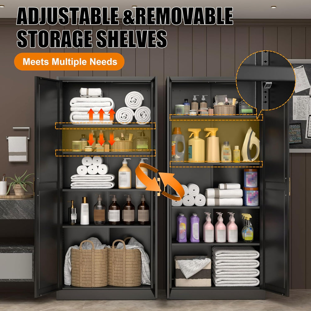 71"Tall Metal Kitchen Pantry Storage Cabinet with Doors& 4 Shelves