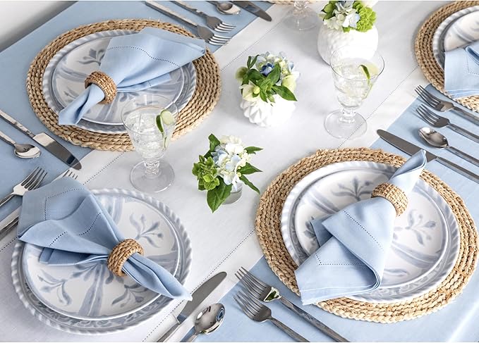 Solino Home Linen White Table Runner 108 Inches Long - 100% Pure Linen 14 x 1...