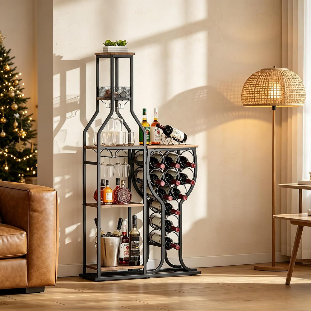 HavenlyYouth Liquor Cabinet for Home Bar, 5-Tier Wine Rack Freestanding Floor...