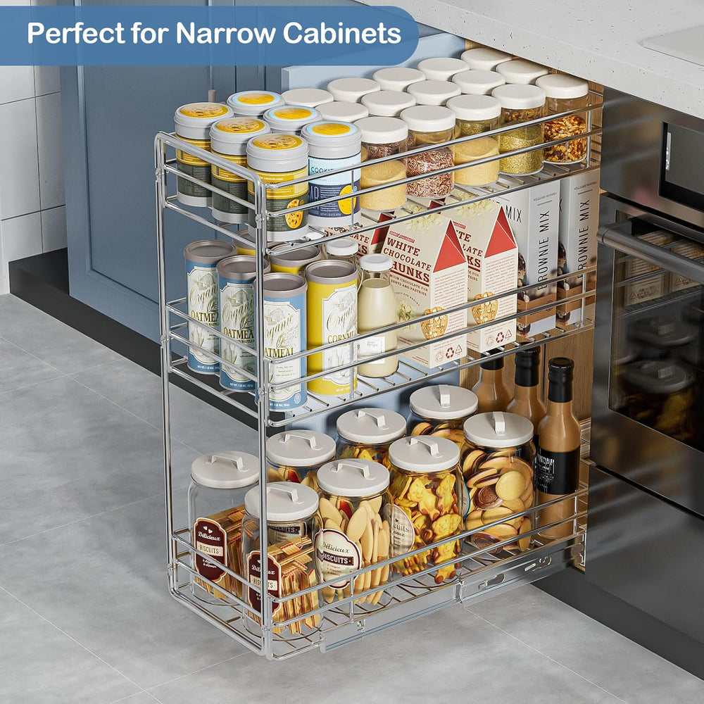 ROOMTEC Pull Out Spice Rack for Narrow Cabinet (5½" W X 20½" D),3 T...