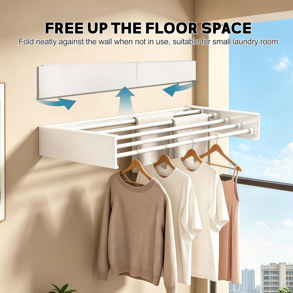 Wall Mounted Clothes Drying Rack 31.5" Wide,Foldable Wall Mount Laundry ...