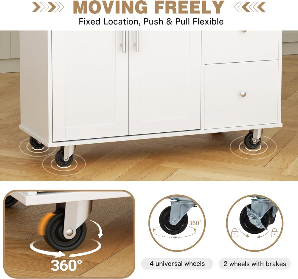 Shintenchi Kitchen Island w/Dropleaf Rolling Kitchen Table w/Seating