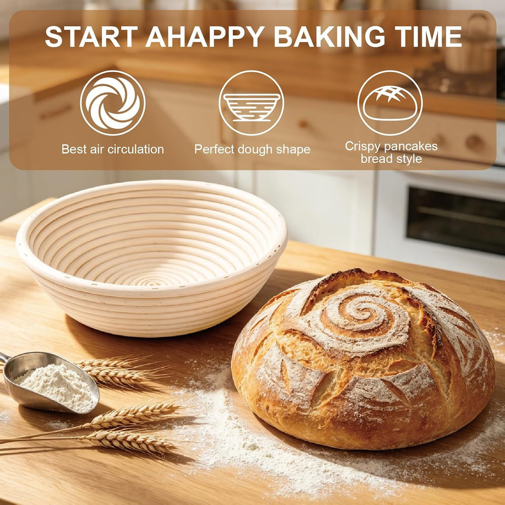 3 Pack Banneton Bread Proofing Basket, 9 Inch Round Sourdough Proofing Basket...