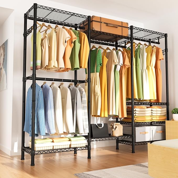 Heavy Duty Garment Rack Large Clothes Rack, Freestanding Closet Portable