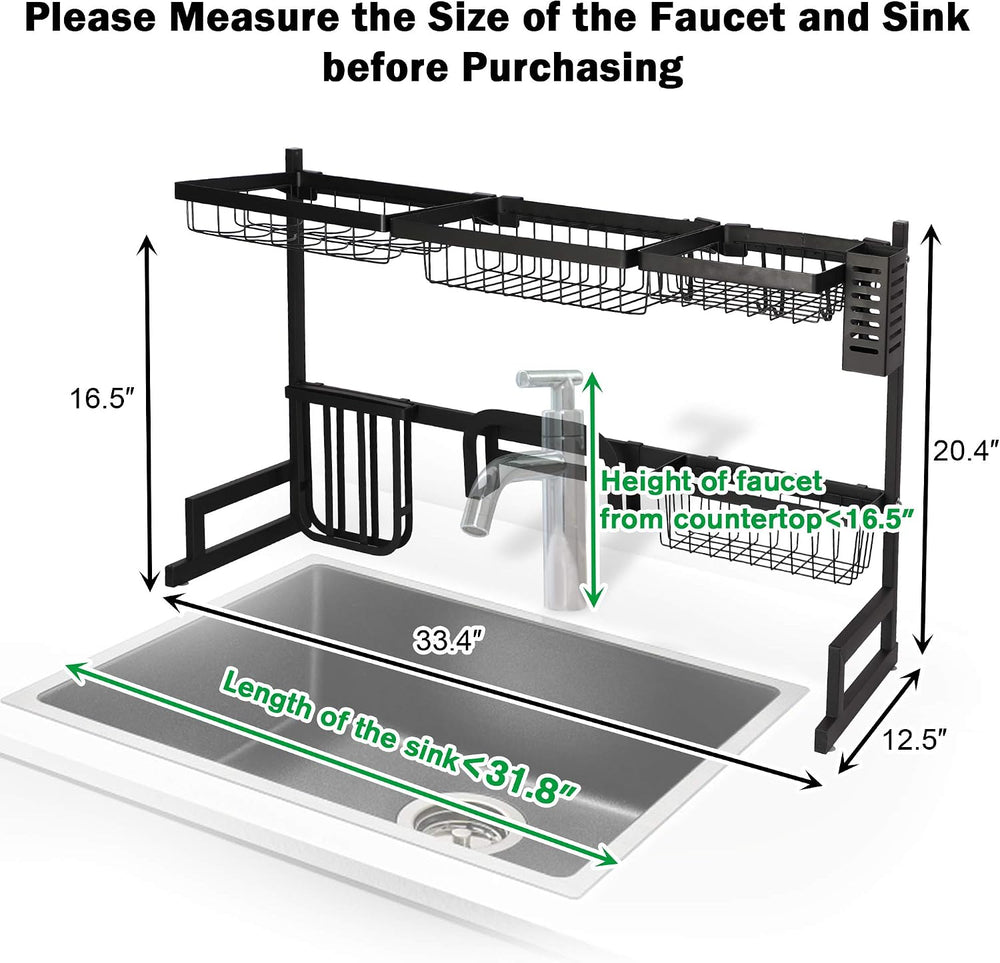 Over The Sink Dish Drying Rack, 2 Tier Dish Drying Rack,Dish Drainer Rack for...