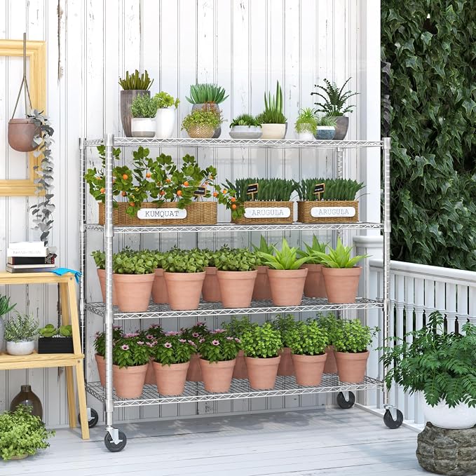 Himimi 72" H Storage Shelves 4 Tier Metal Shelving Adjustable Wire Shelf