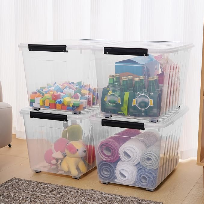Citylife 82 QT Clear Plastic Storage Bins (4-Pack)